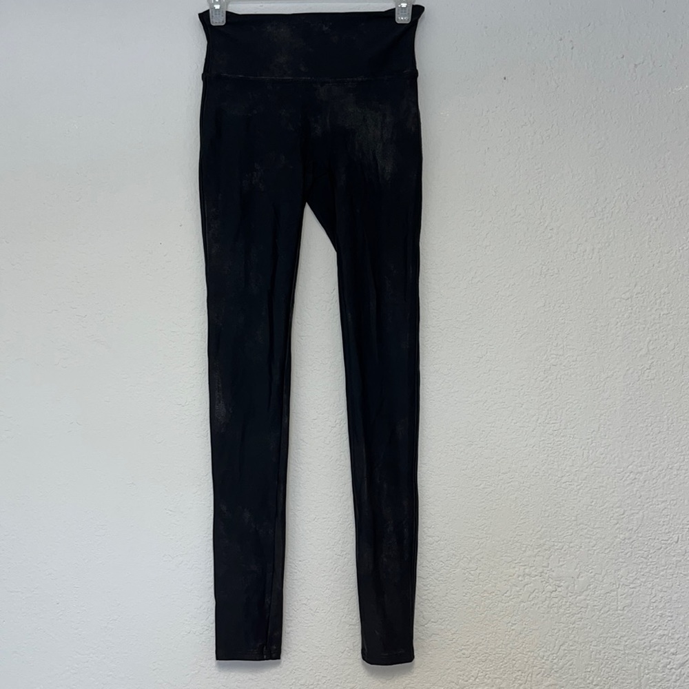 SPANX Black Metallic Detail Leggings Size Small Shapewear